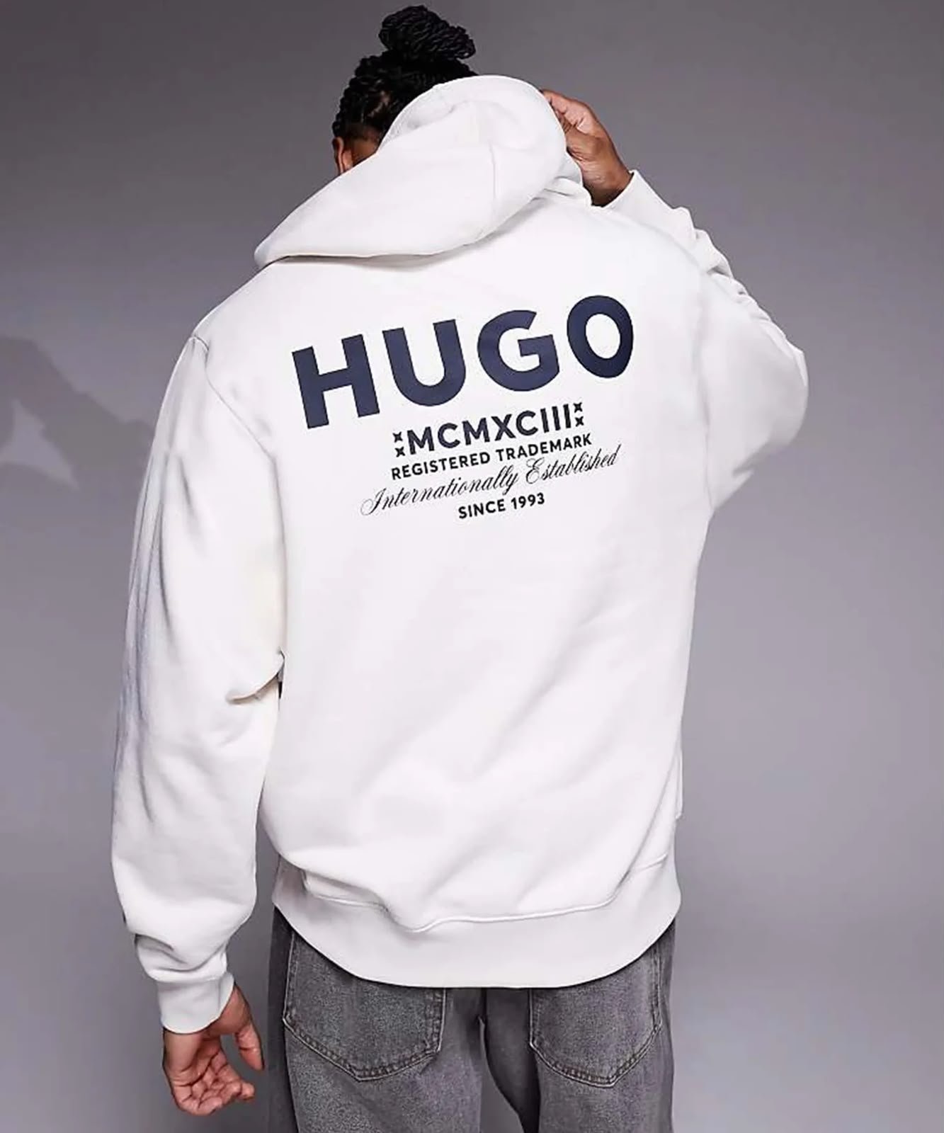 HUGO White Logo Hoodie