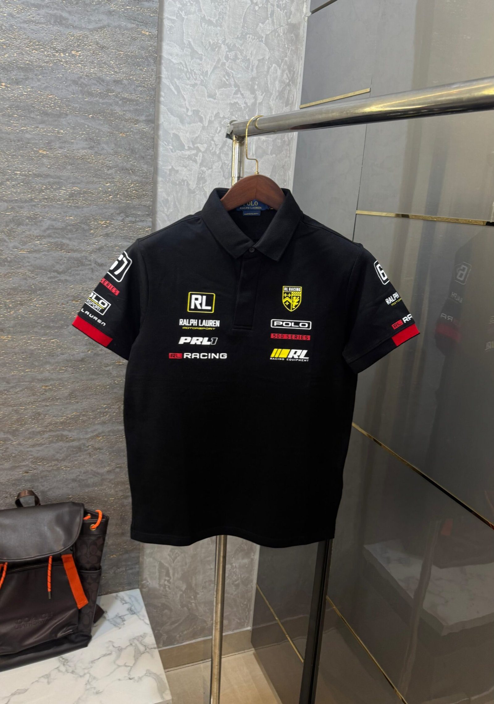 Porsche Slim Fit Stretch Polo Black T-Shirt